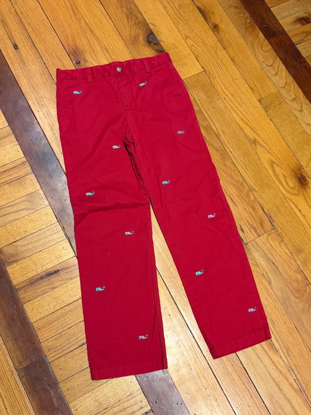 Vineyard Vines Boys Red Whale-Embroidered Chinos Dress Pants size 18